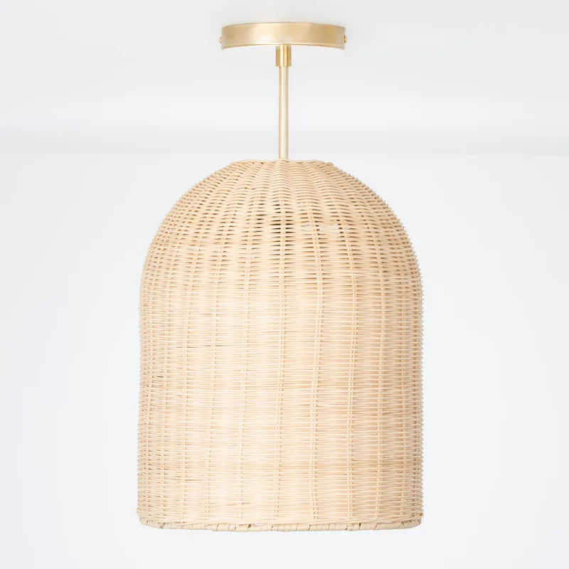 Post Hive Basket Shade Flush Mount Pendant — Color Cord Company LED Pendant Lights  