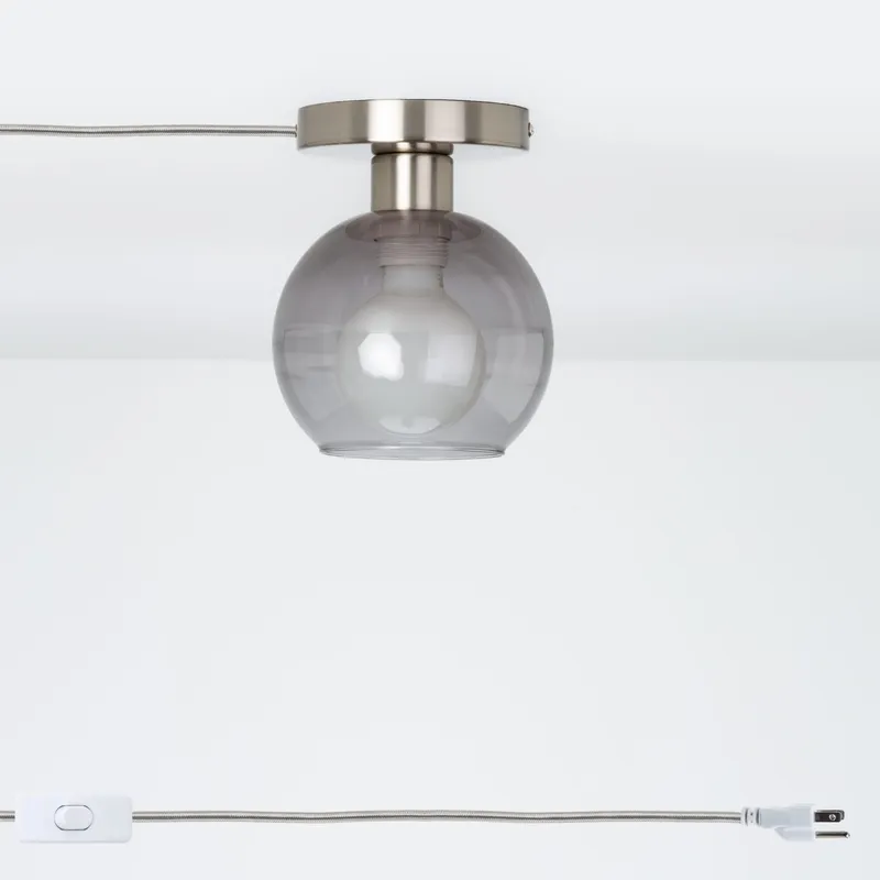 Glass Globe Button Plug-In Flush Mount - 6inch — Color Cord Company LED Ceiling Lights  