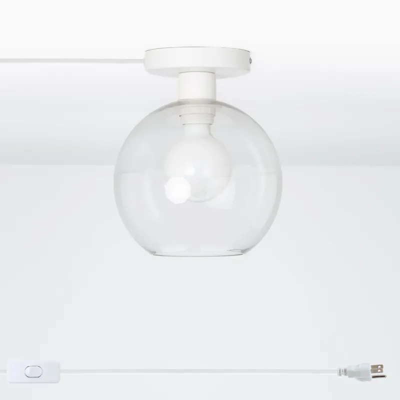 Glass Globe Button Plug-In Flush Mount - 8inch — Color Cord Company LED Ceiling Lights  