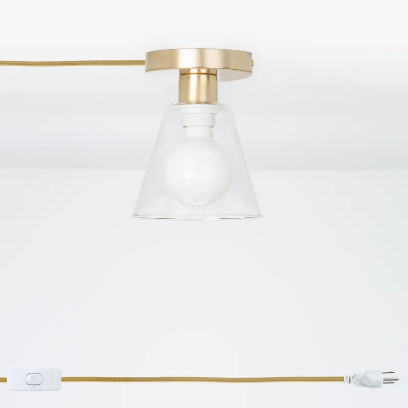 Glass Cone Button Plug-In Flush Mount — Color Cord Company LED Ceiling Lights  