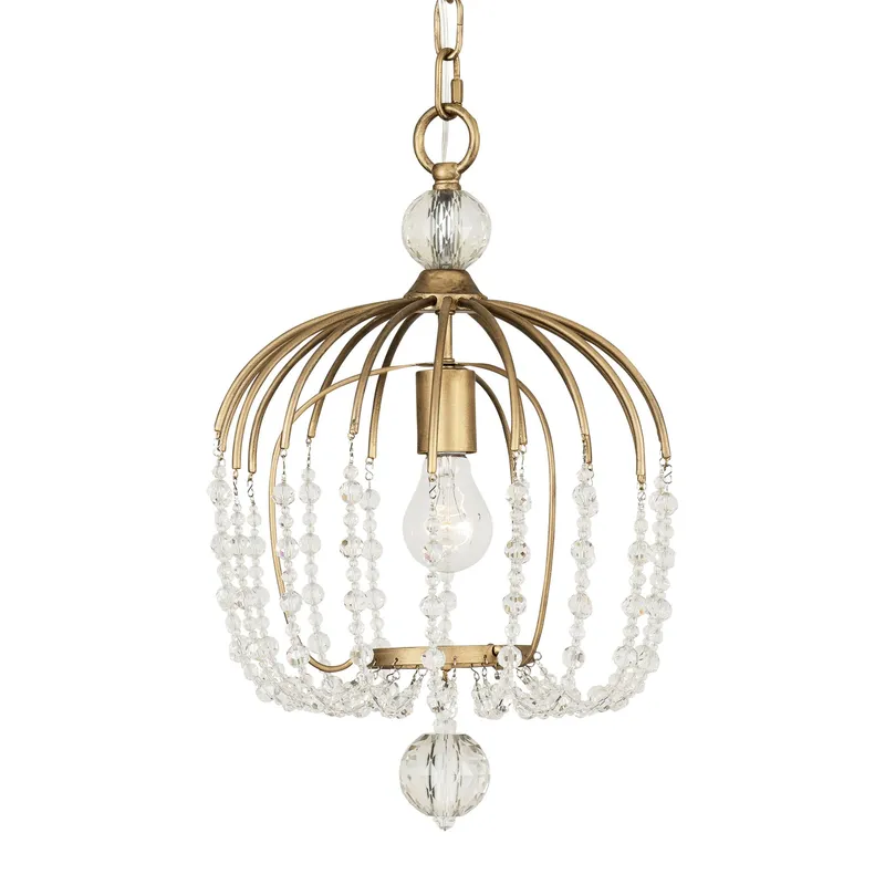 Voliere 1 Light Crystal Pendant - Havana Gold — Varaluz Lighting LED Landscape Lights  