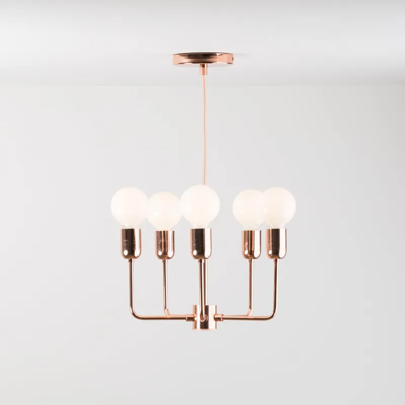 5-Arm Bend Chandelier - Customizer Base — Color Cord Company LED Pendant Lights  