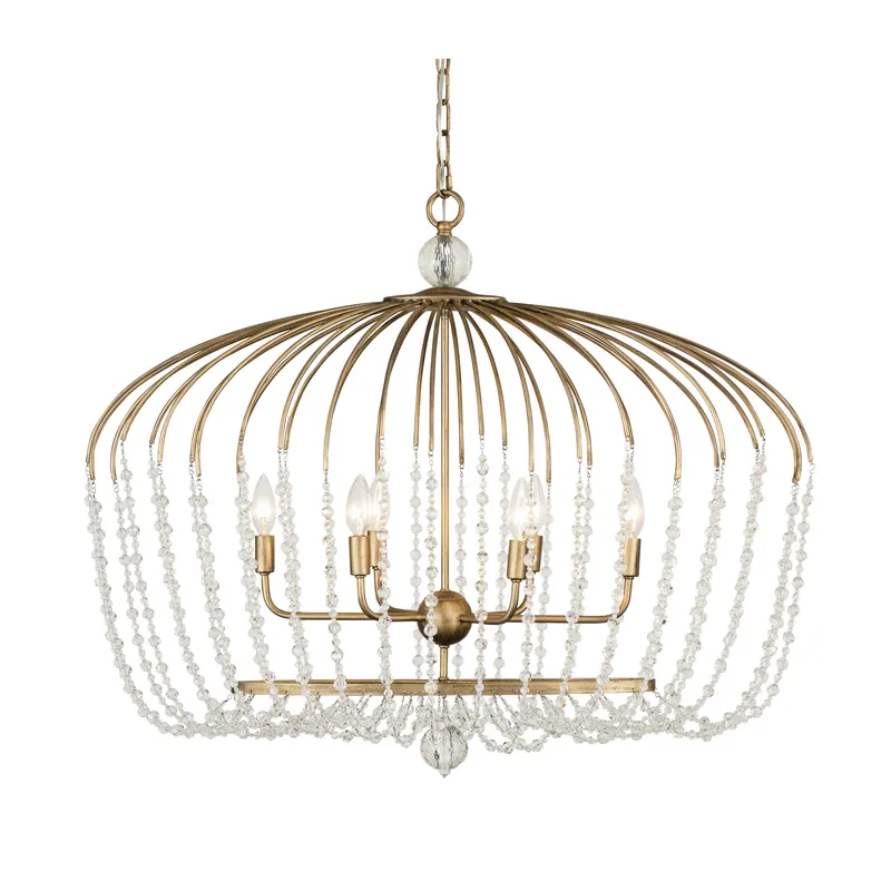 Voliere 6 Light Crystal Oval Pendant - Havana Gold — Varaluz Lighting LED Landscape Lights  