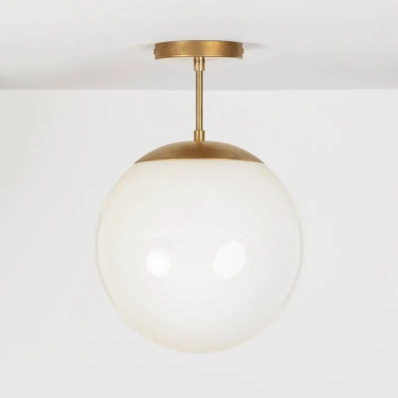 Mod Glass Globe Post Flush Mount Pendant - 12inch — Color Cord Company LED Pendant Lights  