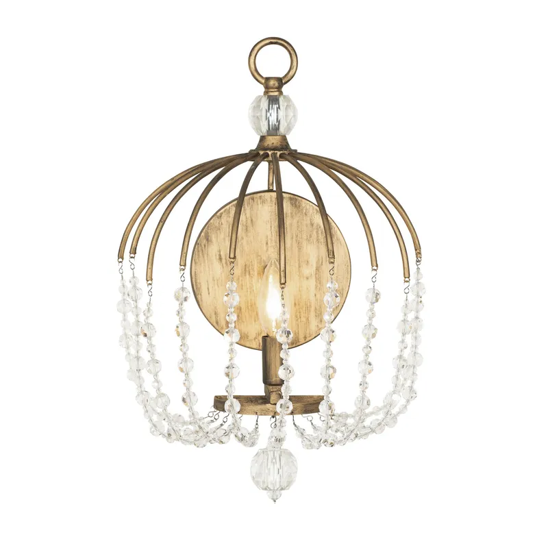 Voliere 1 Light Crystal Wall Sconce - Havana Gold — Varaluz Lighting LED Wall Lights  