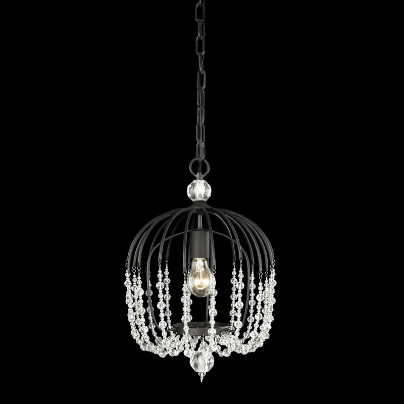 Voliere 1 Light Crystal Pendant - Matte Black — Varaluz Lighting LED Landscape Lights  