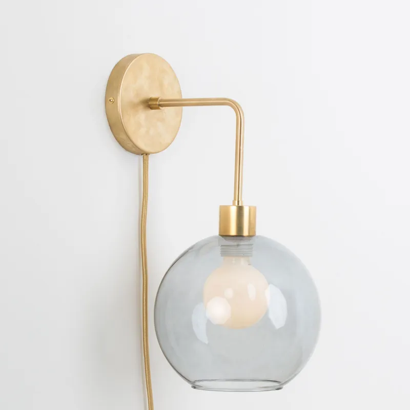 Plug-In Bend Solo 8in Globe Sconce — Color Cord Company LED Wall Lights  