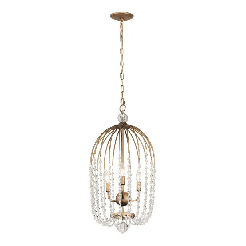 Voliere 3 Light Crystal Tall Pendant - Havana Gold — Varaluz Lighting LED Landscape Lights  