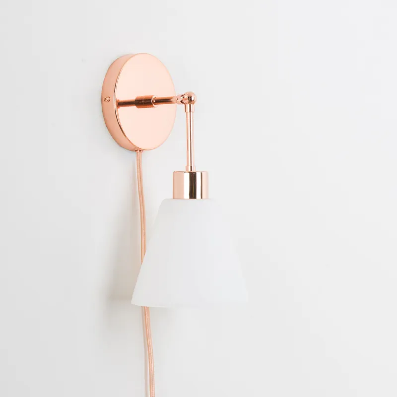 Plug-In Hinge Glass Cone Solo Sconce — Color Cord Company LED Wall Lights  