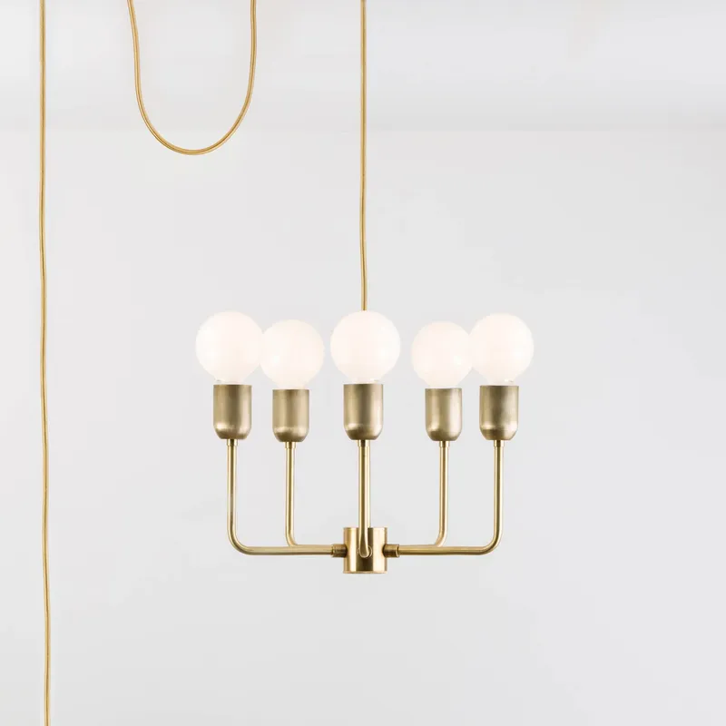 5-Arm Bend Plug-In Chandelier — Color Cord Company LED Pendant Lights  