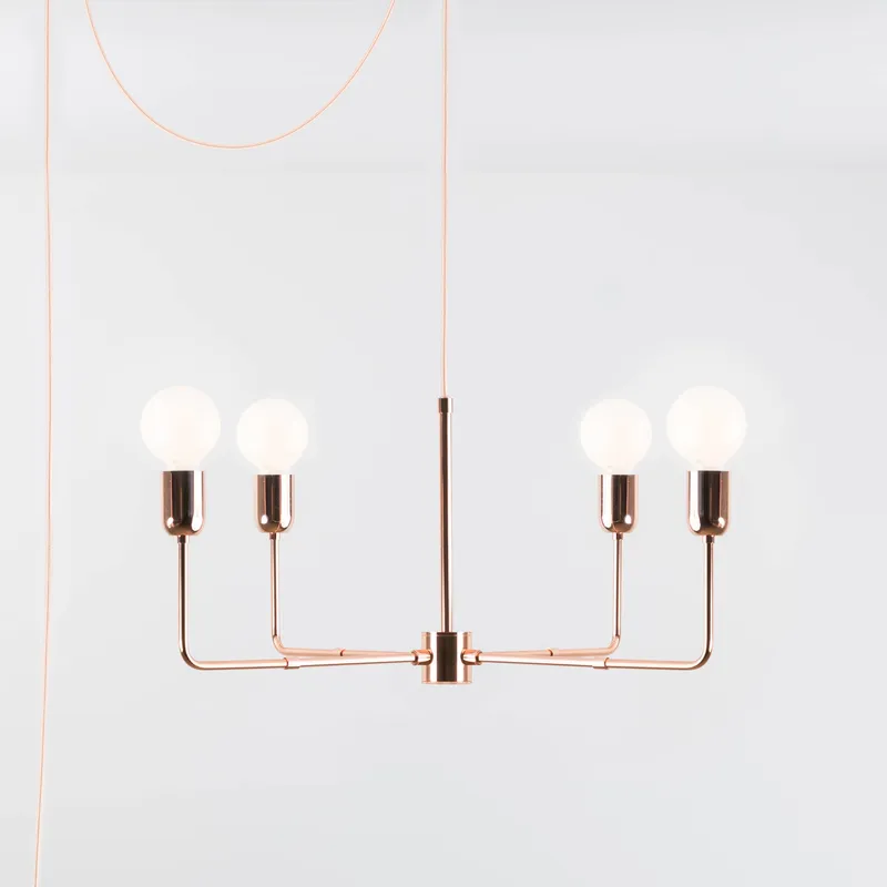 4-Arm Bend Plug-In Chandelier — Color Cord Company LED Pendant Lights  