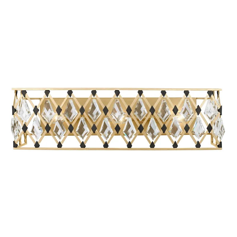 Windsor 3 Light Crystal Bath - French Gold/Matte Black — Varaluz Lighting LED Smart & Connected Lighting  