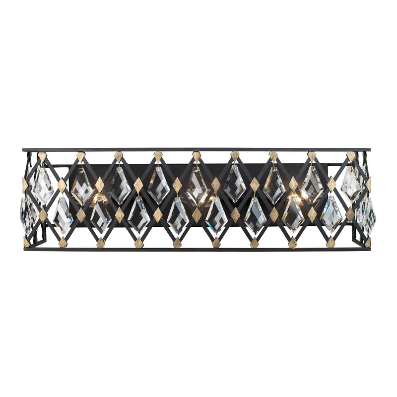 Windsor 3 Light Crystal Bath - Carbon/Havana Gold — Varaluz Lighting LED Smart & Connected Lighting  