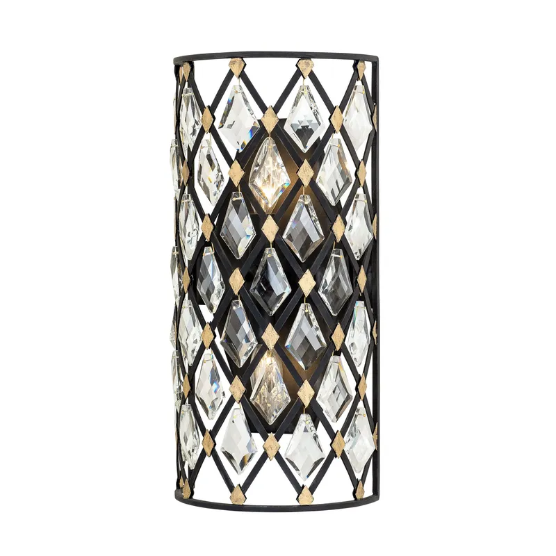 Windsor 2 Light Crystal Sconce - Carbon/Havana Gold — Varaluz Lighting LED Wall Lights  