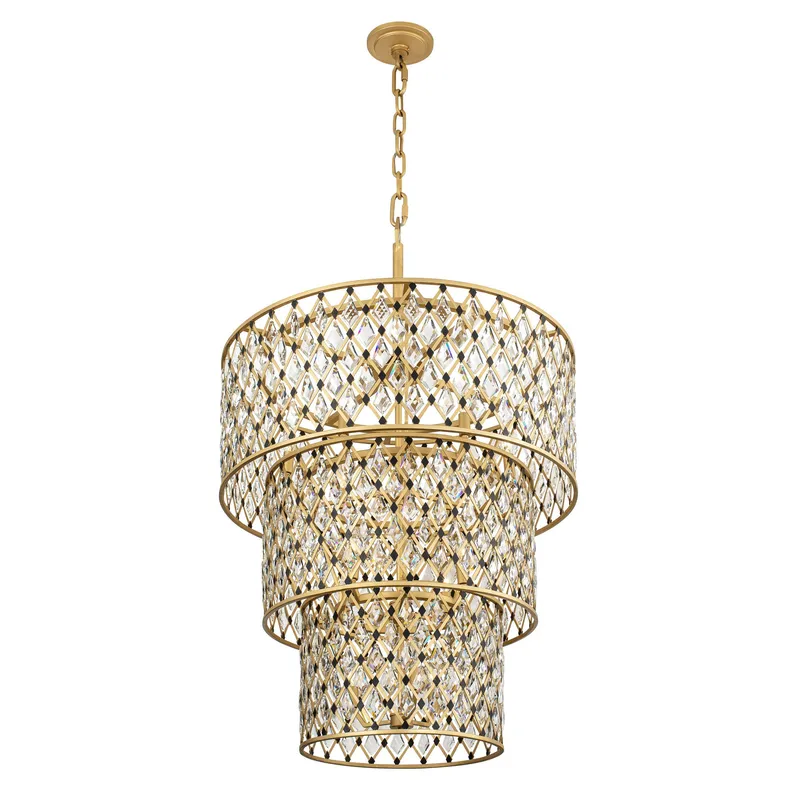 Windsor 13 Light 3-Tier Crystal Chandelier - French Gold/Matte Black — Varaluz Lighting LED Landscape Lights  