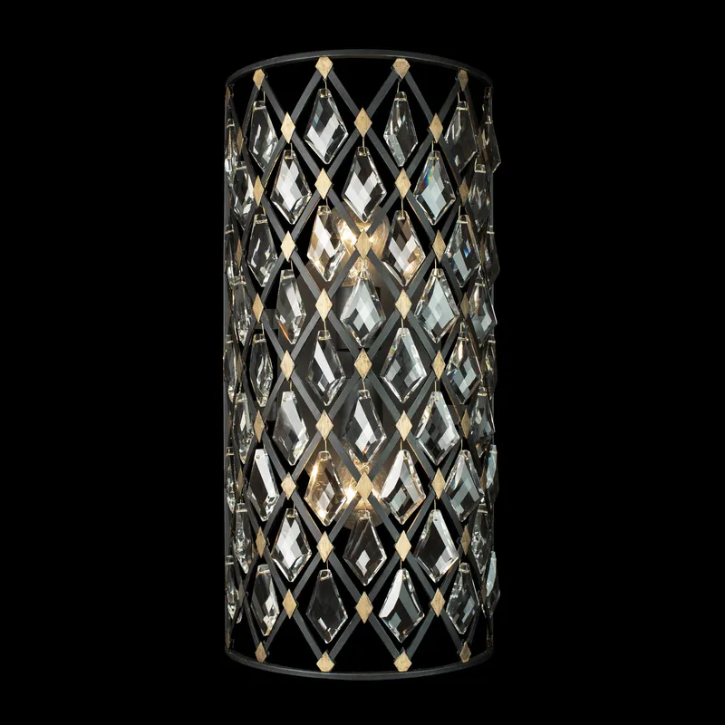 Windsor 2 Light Crystal Sconce/Bath - Carbon/Havana Gold — Varaluz Lighting LED Wall Lights  