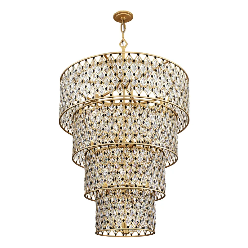 Windsor 21 Light 4-Tier Crystal Chandelier - French Gold/Matte Black — Varaluz Lighting LED Landscape Lights  