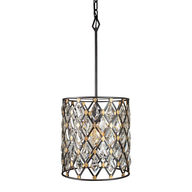 Windsor 1 Light Crystal Pendant - Carbon/Havana Gold — Varaluz Lighting LED Landscape Lights  