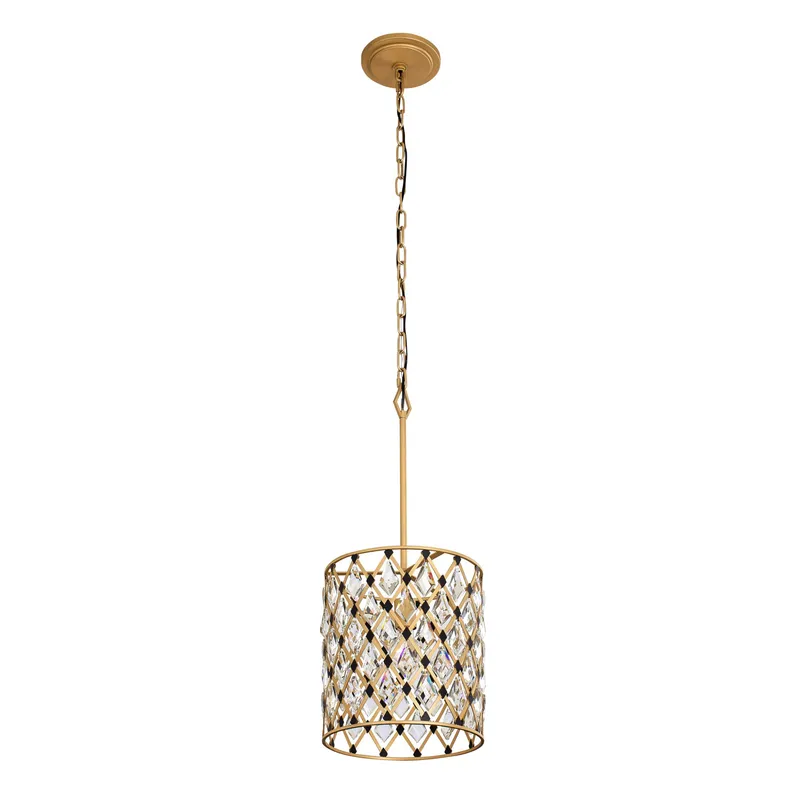 Windsor 1 Light Crystal Pendant - French Gold/Matte Black — Varaluz Lighting LED Landscape Lights  