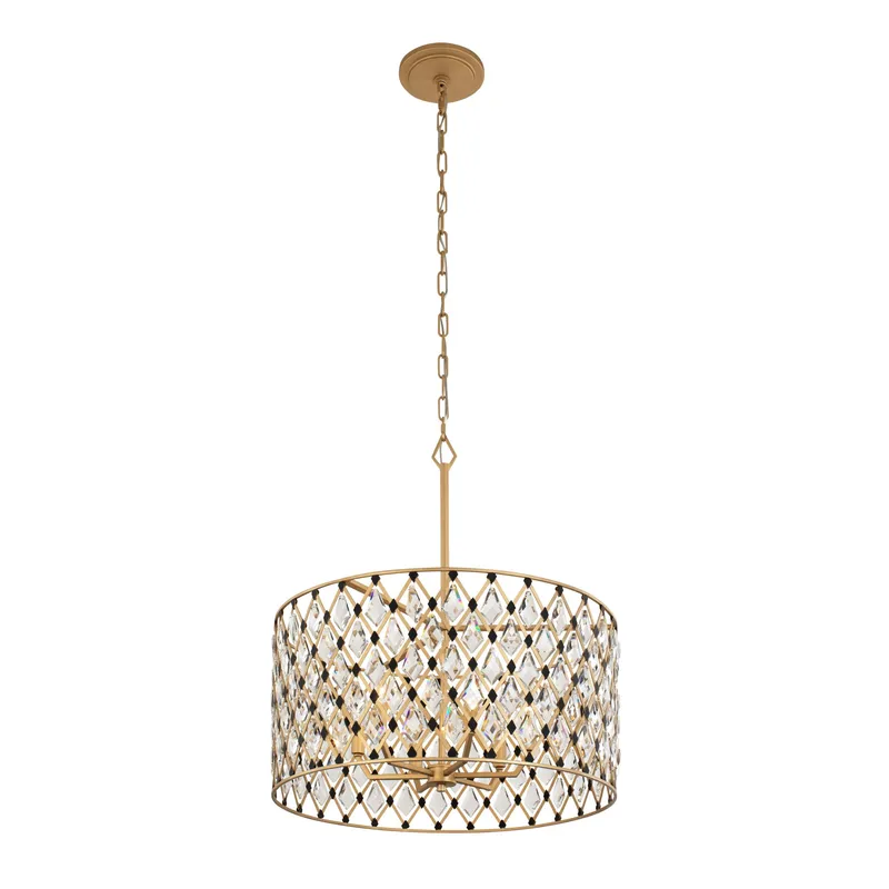 Windsor 6 Light Crystal Pendant - French Gold/Matte Black — Varaluz Lighting LED Landscape Lights  