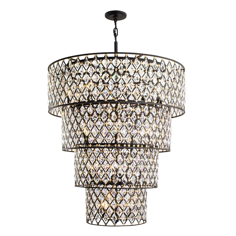 Windsor 21 Light 4-Tier Crystal Chandelier - Carbon/Havana Gold — Varaluz Lighting LED Landscape Lights  