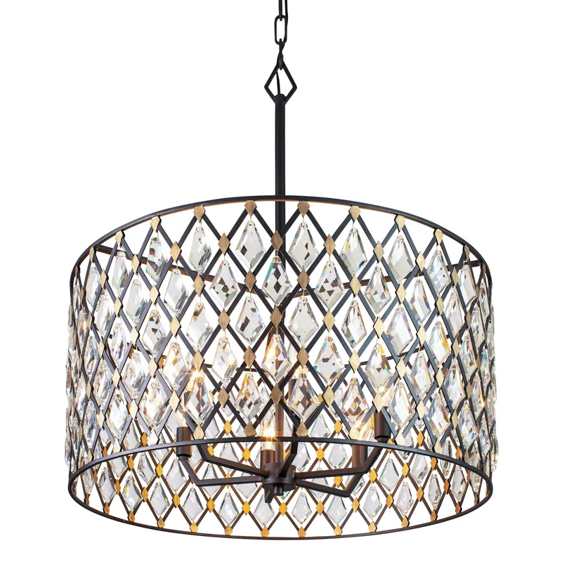Windsor 6 Light Crystal Pendant - Carbon/Havana Gold — Varaluz Lighting LED Landscape Lights  