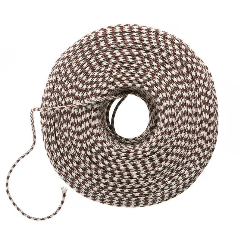 DIY Fabric Wire by the Foot - Brown & Ivory Houndstooth — Color Cord Company LED General Lighting  