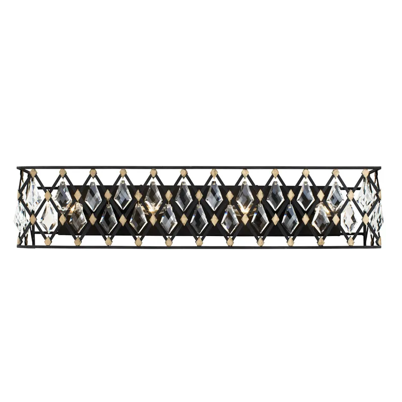 Windsor 4 Light Crystal Bath - Carbon/Havana Gold — Varaluz Lighting LED Smart & Connected Lighting  