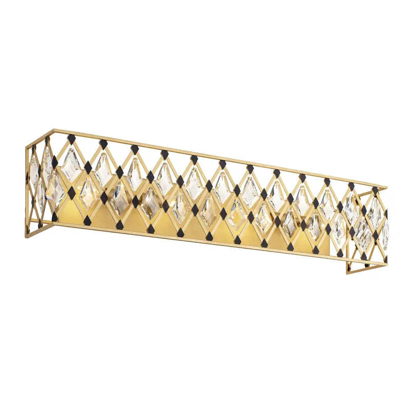 Windsor 4 Light Crystal Bath - French Gold/Matte Black — Varaluz Lighting LED Smart & Connected Lighting  