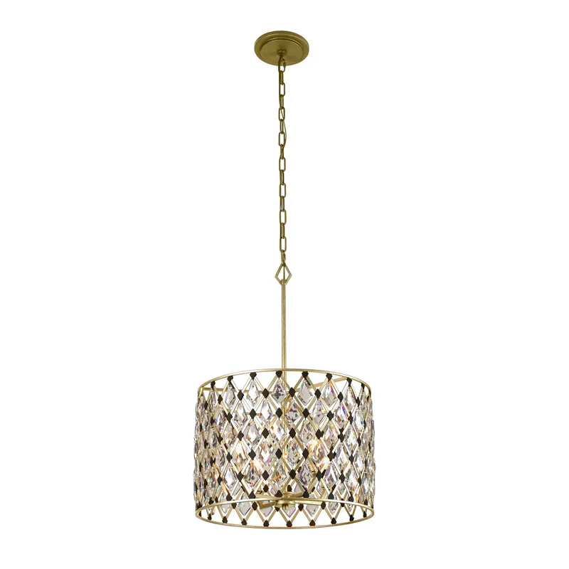 Windsor 4 Light Crystal Pendant - French Gold/Matte Black — Varaluz Lighting LED Landscape Lights  