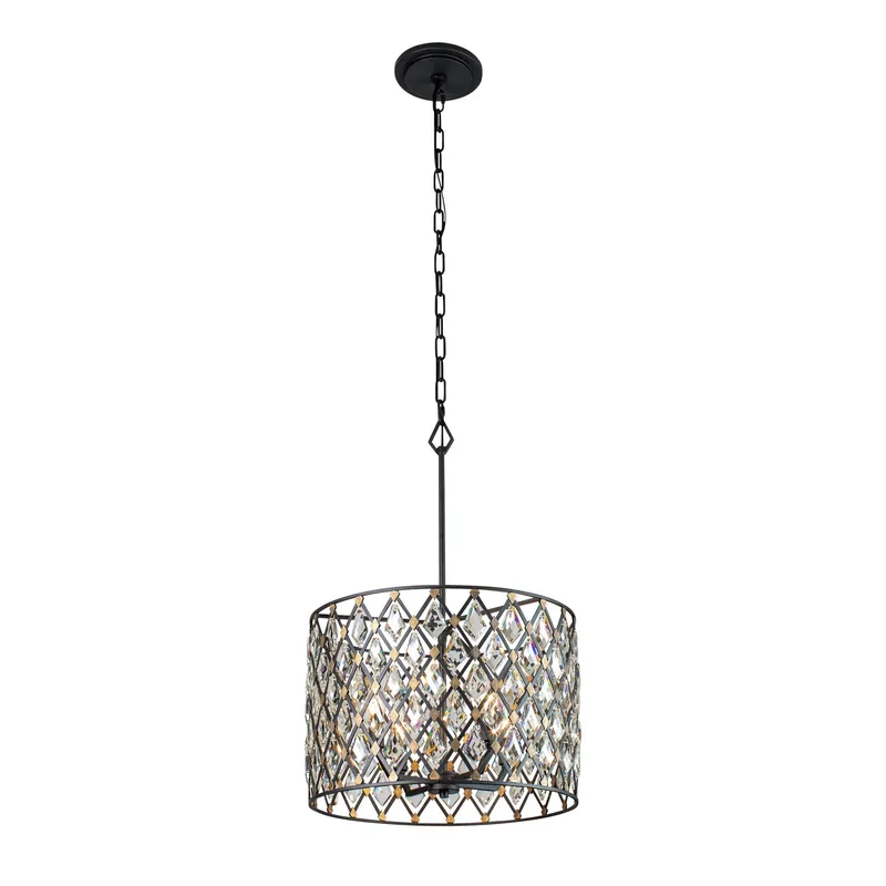 Windsor 4 Light Crystal Pendant - Carbon/Havana Gold — Varaluz Lighting LED Landscape Lights  