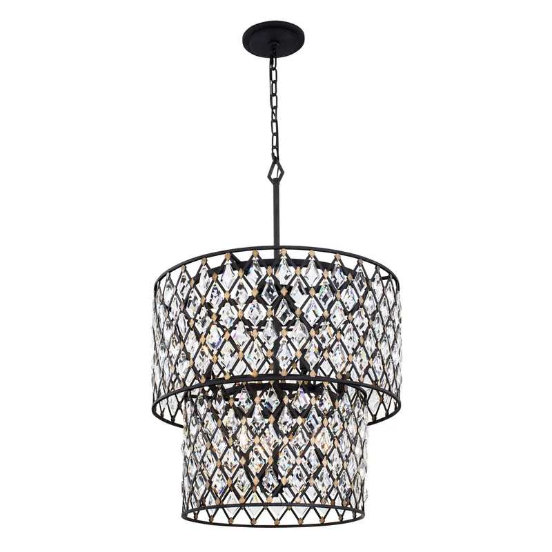 Windsor 7 Light 2-Tier Crystal Chandelier - Carbon/Havana Gold — Varaluz Lighting LED Landscape Lights  