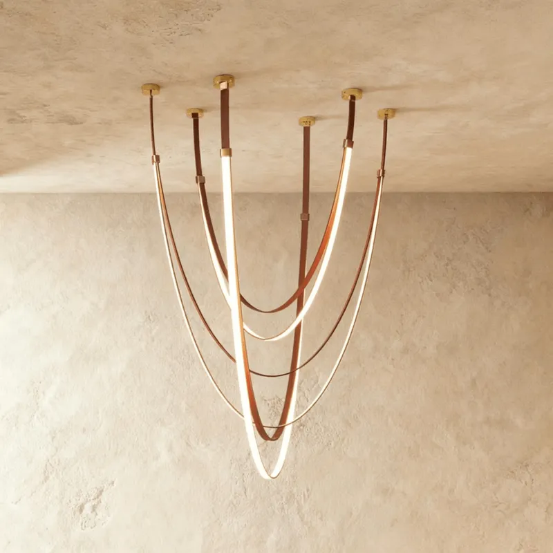 Shalom Leather Chandelier — Zarvo Lighting LED Pendant Lights 30.0W 3000K