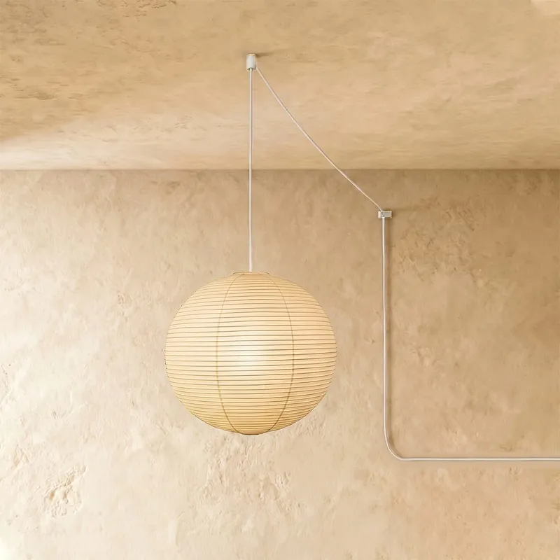 Akari A Round Swag Light (white plug wire) — Zarvo Lighting LED Pendant Lights  