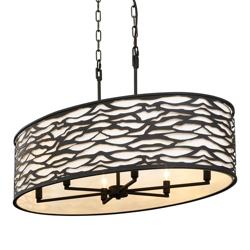 Kato 6 Light Oval Pendant - Carbon Black — Varaluz Lighting LED Landscape Lights  
