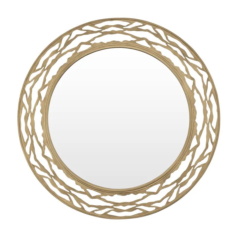 Kato 33-in Round Mirror - Havana Gold — Varaluz Lighting LED Wall Lights  