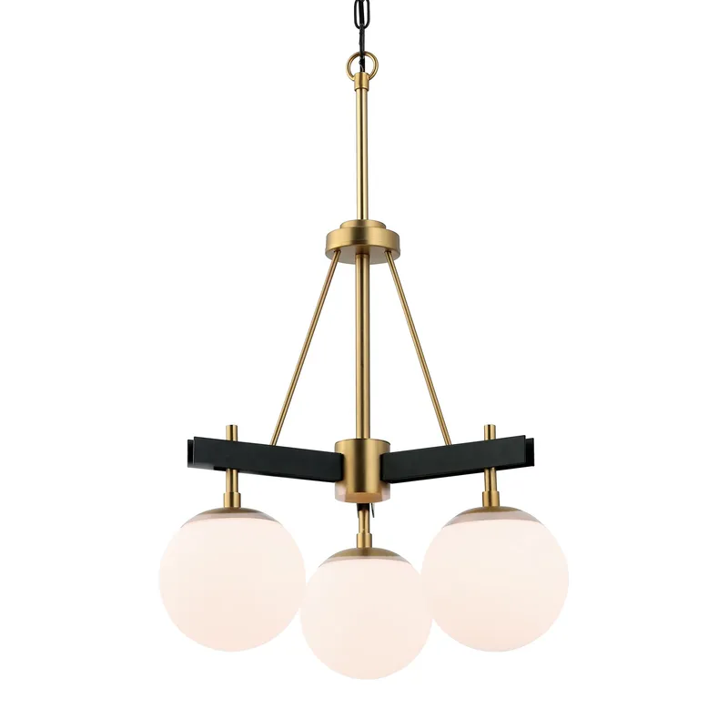 Allie 3 Light Chandelier - Black/Satin Brass — Varaluz Lighting LED Landscape Lights  