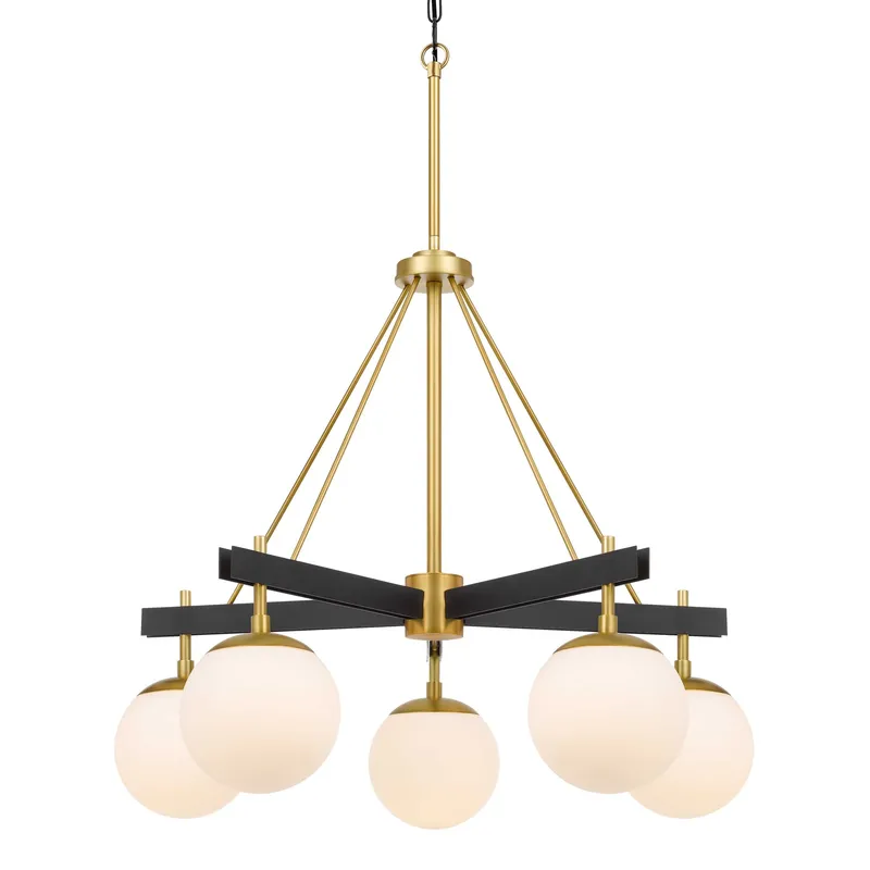 Allie 5 Light Chandelier - Black/Satin Brass — Varaluz Lighting LED Landscape Lights  