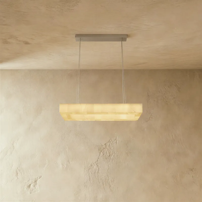 Teva Rectangular Alabaster Chandelier — Zarvo Lighting LED Pendant Lights 72.0W 3000K