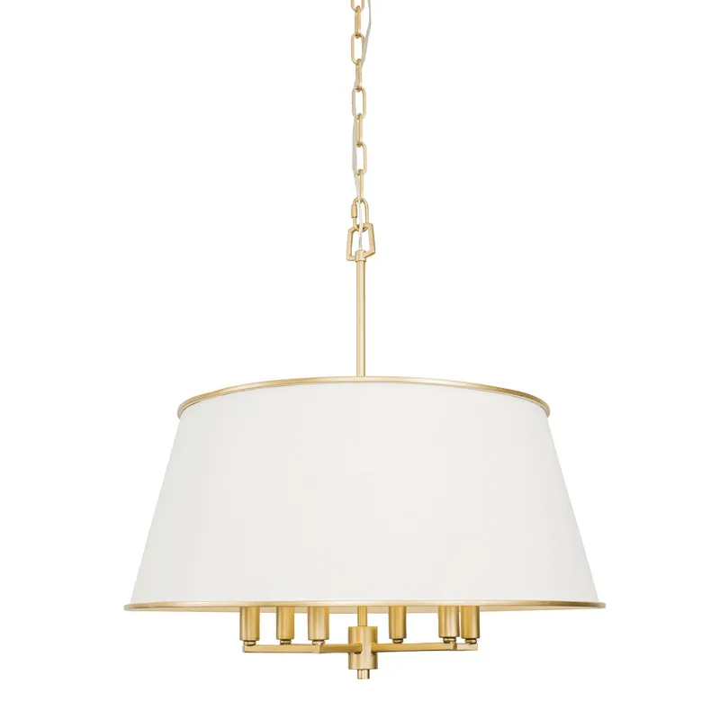 Coco 6 Light Pendant - Matte White/French Gold — Varaluz Lighting LED Landscape Lights  