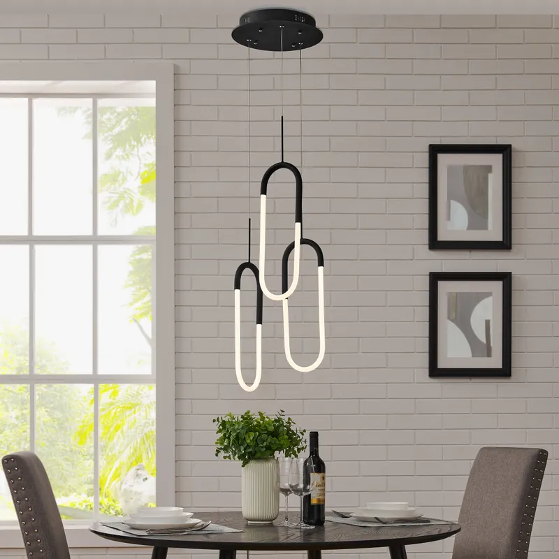 LED Three Clips Chandelier // Matte Black — Finesse Decor LED Pendant Lights 25.0W 4000K