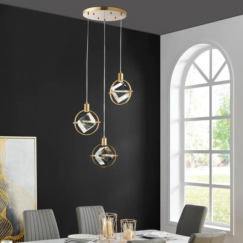 Hollywood Cube 3 Light Pendant // Gold — Finesse Decor LED Pendant Lights 15.0W 
