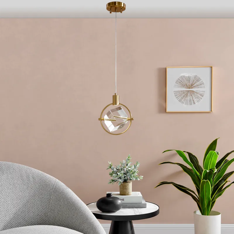 Hollywood Cube 1 Light Pendant // Gold — Finesse Decor LED Pendant Lights 5.0W 