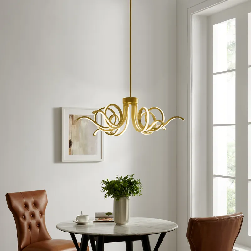 Magnolia LED Adjustable Chandelier // Sandy Gold — Finesse Decor LED Pendant Lights 60.0W 4000K