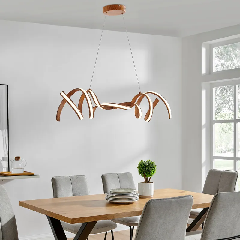 Munich LED Horizontal Chandelier // Wood — Finesse Decor LED Pendant Lights 45.0W 4000K