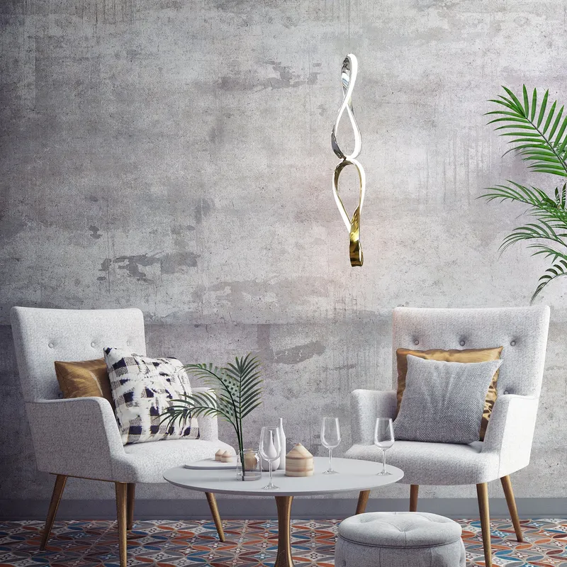 Prague Small Vertical Chandelier - Gold & Chrome — Finesse Decor LED Pendant Lights 28.0W 4000K