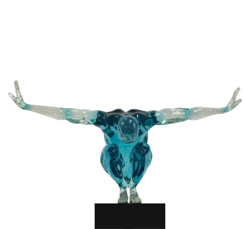 Small Saluting Man Resin Sculpture // Clear Blue — Finesse Decor LED General Lighting  