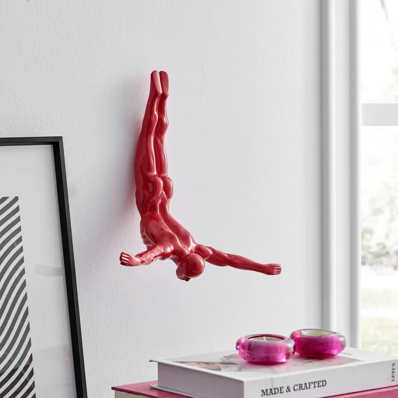 Diver Wall Decor Sculpture //11" Red — Finesse Decor LED General Lighting  