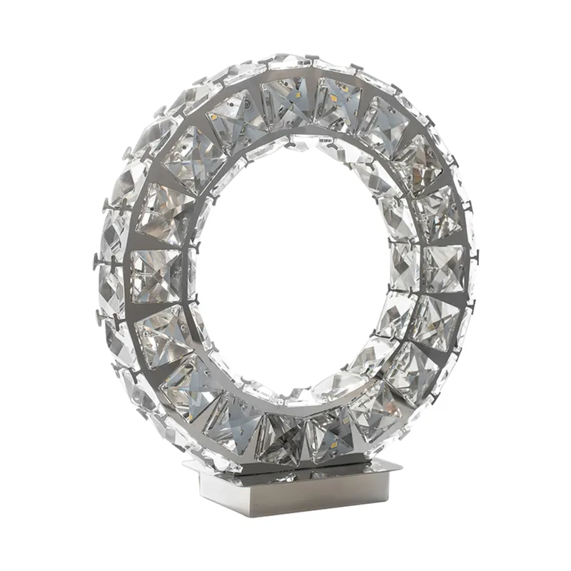 Round Crystal Extravaganza 11" Table Lamp // Chrome — Finesse Decor LED General Lighting 12.0W 4000K