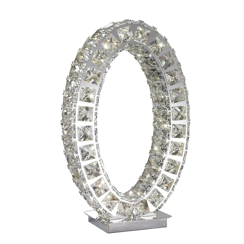 Oval Crystal Extravaganza 17.5" Table Lamp // Chrome — Finesse Decor LED General Lighting 12.0W 4000K